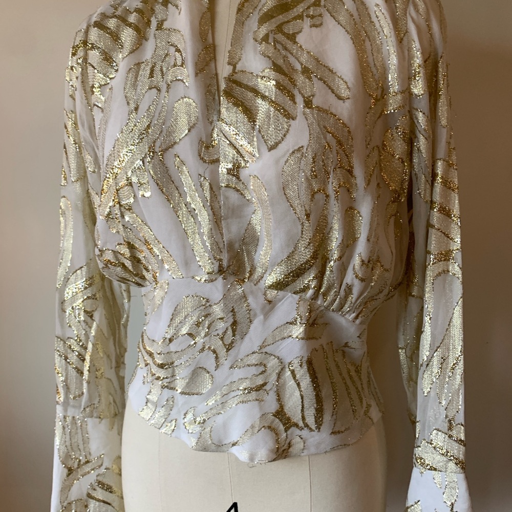 Parker Gold and White Blouse
